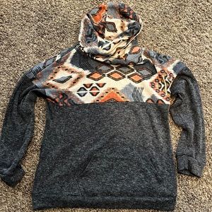 Super soft med sweater, Aztec print with Cowl neck